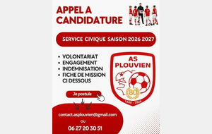 L'AS Plouvien recherche un service civique pour la saison 2026/27
