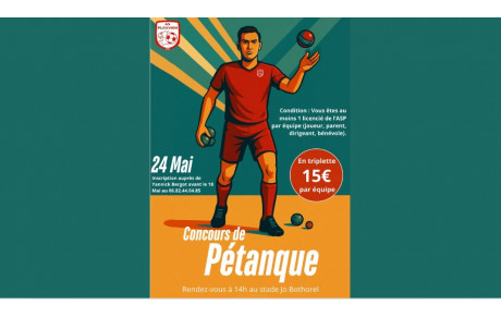 Concours de pétanque – Samedi 24 mai au stade Jo Bothorel !